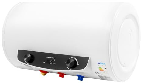 Elektrische Durchlauferhitzer,35L Warmwasserspeicher Boiler,Intelligente Steuerung Elektro Warmwasserspeicher,mit Wasserhahn, Duschkopf, Schlauch,25-75 ℃ Schnelle Heizung, für Badezimmer