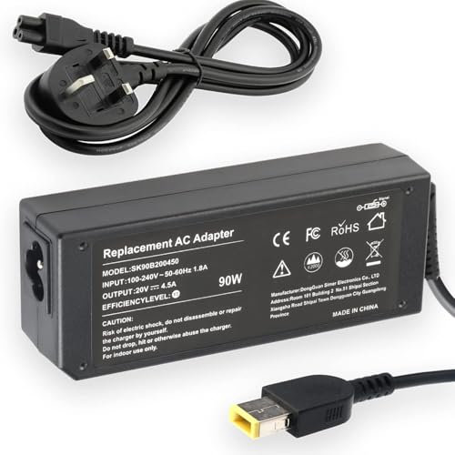 90W 20V 4.5A Laptop Charger AC Adapter Compatible for Lenovo ThinkPad X1 Carbon T430 T440 T450 T460 T470 ThinkPad E431, E440, E531 Ideapad Flex 2 3 Yoga 11 11S ADLX65NLC3A ADLX45NCC3A