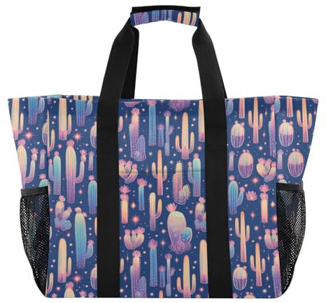linqin Bolsas de compras translúcidas gigantes de cactus con asas, plegables, reutilizables, impermeables, para viajes, Cactus gigante translúcido, 1 size