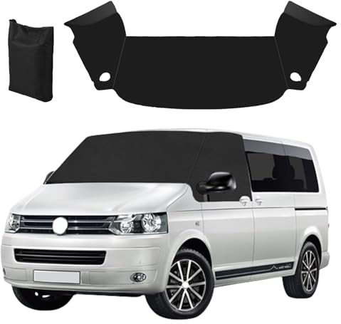 Sepzlly Auto Windschutzscheiben Abdeckung für VW Transporter T5/T5.1, 600D Oxford Blackout Frontscheiben Sonnenschutz, Winddichter Wasserdichter UV-Schutz Frost Schnee Bildschirm Scheibenabdeckung