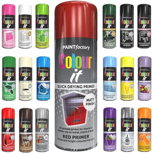 Spray Paint Red Primer Aerosol 400ml Cans - Quick Dry, All Purpose Spray Paint for Interior and Exterior Ideal for Wood, Metal, Plastic, Indoor & Outdoor Use