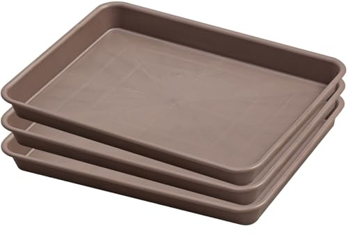3 Pack Plant Trays for Pots, Waterproof Under Sink Mat, Suitable for Kitchens, Bathrooms, Warehouses, and Bedrooms(Brown,34x25cm/13x10in)