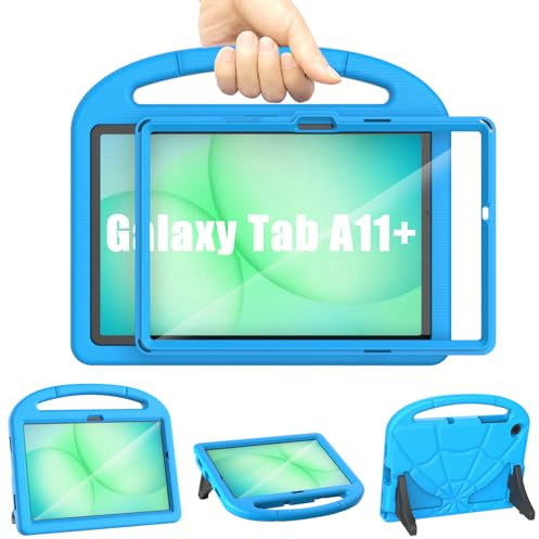 Kinder Hülle für Samsung Galaxy Tab A11+ Plus 11zoll 2025/Galaxy Tab A9+ Plus 11zoll 2023, Patamiyar Stoßfest Samsung A11 Plus/A9 Plus Tablet Hülle mit Displayschutzfolie Griff Ständer - Blau