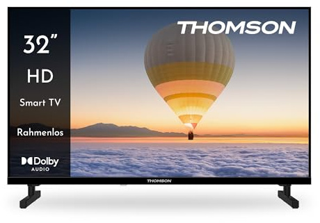 Thomson 32 Zoll (80cm) HD LED Smart TV, Wi-Fi, Sprachsteuerung, HDR10, Dolby Audio, Triple-Tuner (Kabel/Satellit/Antenne), HDMI, USB, 1.5GB RAM, 8GB Flash – 32HT2S15
