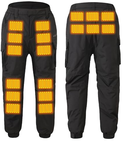 Vhersily Pantalons Chauffants Homme Femme, Thermiques Électriquement en Polaire, Pantalon de Neige, Équipement de Randonnée Doux pour Snowboard, Escalade, Pêche, Équitation, Moto, Ski, Cyclisme, Noir