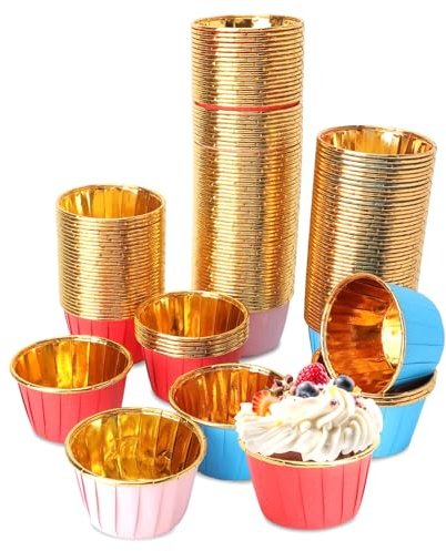 150 Pirottini Colorati in Carta PET – Stampi Muffin Resistenti, Anti-Perdita, 3 Colori Festivi per Compleanni, Natale e Feste – Pirottini Cupcake da −40 a 220°C per Muffin e Mini-Dolci