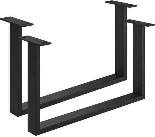 Couchtischkufe Etsi U-Form 600 mm Stahl schwarz pulverbeschichtet strukturiert - RAL 9005 - mit Verstellgleiter - 2er-Set