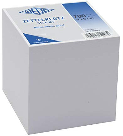 Wedo 27026520 Notiz-Zettelklotz (geleimt holzfrei, 9 x 9 cm, 700 Blatt) weiß