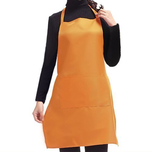 Accessotech Plain Kitchen Apron with Front Double Pocket | Chef Butcher Cooking Baking Craft Apron | Adjustable Neck Strap & Waist Ties | One Size
