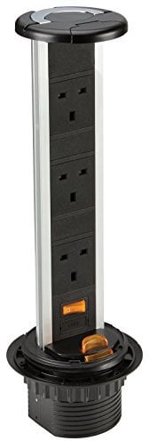 Knightsbridge SK006 SK 3G IP54 Pop up Socket, 230 V, Black, Triple 13A