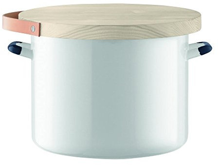 LSA International Utility Brotkasten mit Esche Board, Emaille, Milch Weiß, 31 cm