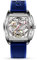 CIGA Design Montre Automatique Homme - Série Z Montre Bracelet Mécanique Squelette Tonneau en Acier Inoxydable Cristal Saphir avec Bracelet en Cuir et en Silicone(Bleu)