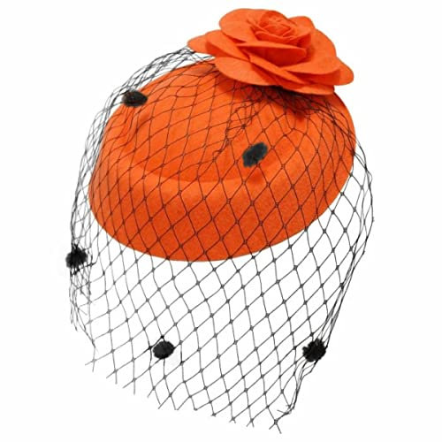 Ro Rox Ruby Rosen Vintage Retro 40er 50er Jahre Fascinator Hochzeit Party Hut - Orange