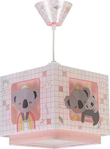 Dalber Lampe kinderzimmer, kinderlampe Pendelleuchte Hängelampe, Deckenleuchte Kinder, Deckenlampe kinderzimmer Koala Rosa Rose Tiere, 63262S, E27