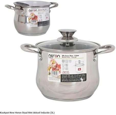 OLLA 18CM 3L ACERO INDUCCION CON TAPA marca NERON