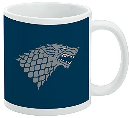 Tasse à café en céramique Game of Thrones avec sceau Stark - Cadeau fantaisie pour café, thé et boissons chaudes - 325 ml - Blanc