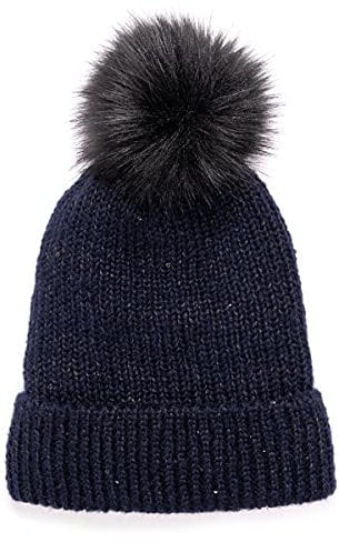 MUK LUKS Damen Pailletten Manschette Cap Winter-Hut, Marineblau, Einheitsgröße