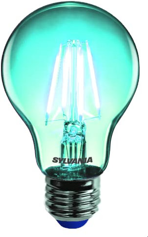 SYLVANIA Retro LED Lampe Helios Chroma A60, LED Lichterketten, E27 Sockel, 4 Watt / 80 Lumen, 15.000h Lebensdauer, Klarer Kolben, Birnen Form, 106mm Höhe, 60mm Durchmesser, 1 Stück, Lichtfarbe Blau