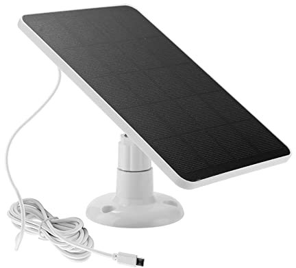 popyes Chargeur Solaire 10W 5V pour Camera Panneau Solaire Chargeur Batterie IPX6 Imperméable avec Support Réglable, Câble Micro USB 3M pour Éclairage et Caméras de Surveillance Extérieure (Blanc)