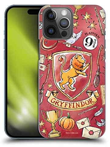 Head Case Designs Officially Licensed Harry Potter Gryffindor Pattern Deathly Hallows XIII Hard Back Case Compatible With Apple iPhone 14 Pro Max