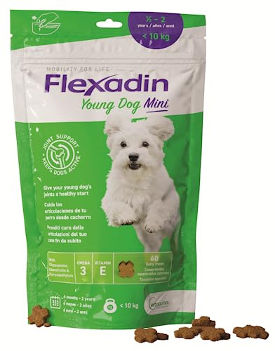 Vetoquinol Flexadin Young Dog Mini - Ergänzungsfuttermittel für Welpen von kleinen Hunden, zur Unterstützung des Gelenkstoffwechsels - 60 Futtertabletten - 90 g