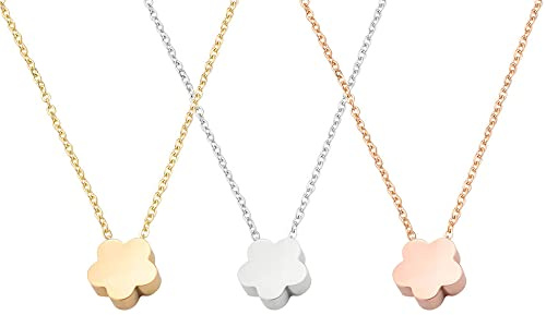 AMOR SPES Lot de 3 colliers en acier inoxydable avec pendentif en forme de sœur pour femme et fille Argenté/doré rose, Acier inoxydable