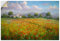 ARTland Wanddeko Wandtattoo selbstklebende Vinylfolie 90x60 cm Landschaften Natur Bauernhof Feld Blumen Blüten Rot Mohn Toskana U4PV