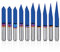 Genmitsu 10 Pcs 1/8 Shank V-Groove CNC Router Bits, 10/15 /20/25/30/40/45/60/90/90 Degree Set, Nano Blue Coat Conical V-Bit, Engraving Tool for CNC Carving Lettering 2D&3D Sculpture
