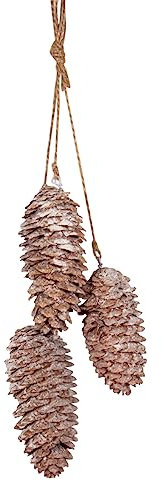 Rayher Tannenzapfen zum Hängen, 3 Zapfen an Kordel, Gesamtlänge 26 cm, Christbaum-Schmuck, Weihnachts-Deko, 55959000