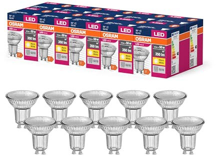 OSRAM LED Star Value PAR16 LED Lampe für GU10 Sockel, Reflektor-Lampe, GL, 350 Lumen, warmweiß (3000K), Ersatz für herkömmliche 50W Glühbirnen, nicht dimmbar, 10er-Pack