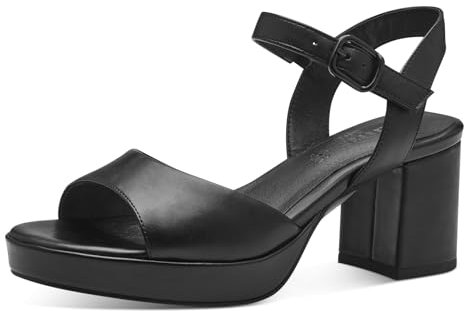 Jana Damen Sandalen mit Absatz mit verstellbarem Riemen Vegan, Schwarz (Black), 39 EU