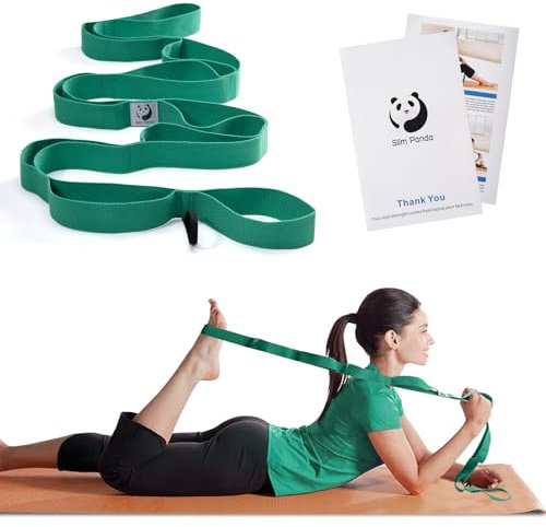 Slim Panda Yoga Gurt, Yoga Band Zum Dehnen mit 10 Schlaufen zu Dehnen und Stretching, Yoga Stretch Gurt Ideal für Yoga, Fitness Pilates Physiotherapie