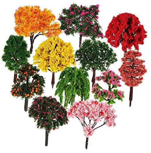 HOMSFOU 12 Piezas Árbol Plantas De Jardines De Hadas Modelos De Mini Arboles Adornos De Terrario Casa De Muñecas Decoración De Primavera Jardín De Hadas Miniatura El Plastico