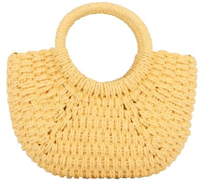 Jywmsc Femmes Paille Sac de Plage Sacoche Tissée Sacs épaule Top Handle Satchel Sac à Main Porte-monnaie pour L'été