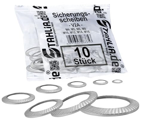 Stahlia Sicherungsscheiben M4 Unterlegscheiben Edelstahl (10 Stück) DIN 53070 Form S Beilagscheiben U-Scheiben gezahnt Unterlegscheiben Set Schraubensicherung