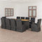 SECOLI Rattan Essgruppe, 10 Personen, Gartenmöbel, Schwarz und Braun, Garten Sitzgruppe, Sitzgarnitur mit Auflagen, Gartengarnitur, Terrassenmöbel, Balkonmöbel Set