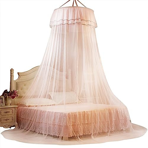 Mosquitera, Mosquitera para cama, carpa de cama, mosquitera para adultos, cielo de cama para cama doble individual, mosquitera portátil con malla fina para viajes, camping, hogar (rosa claro)