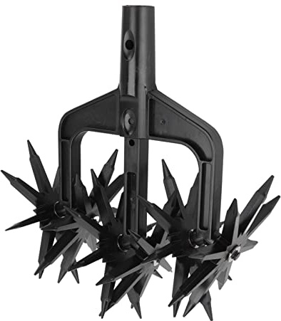 Garden Rotary Cultivator, 2 in 1 Garden Soil Scarifier, Adjustable Rotary Cultivator, Manual Tiller Garden Soil Scarifier, Garden Soil Scarifier Tool for Reseeding Grass Soil Mixing, Loosening Soil