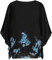 Hanna Nikole Women Plus Size Tops Batwing Sleeves T-shirt Mesh Blouse Shirt Blue Flower 20
