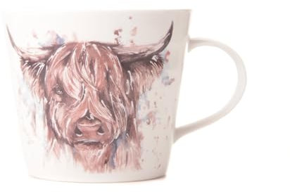 Meg Hawkins Highland Cow Animal Watercolour Design Bone China Mug in Box