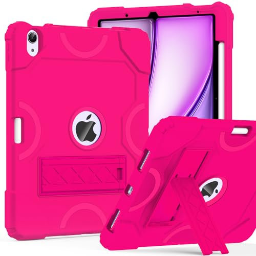 Cantis Case for iPad Air 11-inch M2 (2024), iPad Air 5th/4th Gen 10.9 Inch, Heavy Duty Shockproof Rugged Protective Tablet Case with Kickstand, Hot Pink