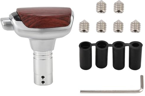 Blueshyhall Auto Schaltknauf mit Knopf, Universal Schaltknauf für Automatik Manueller Wagen, Auto Tuning Schaltknauf aus Aluminium Schalthebel Lustig Deko mit 4 Gummi Adapter M8/9/10/12 (Holzmuster)