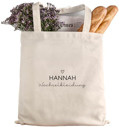 kleinebuchstaben Wechselkleidung-Beutel für die Kita mit Namen - Wechselwäsche-Tasche - Stoffbeutel - Personalisiert mit Namen - Tragetasche - Henkeltasche (Wechselkleidung)