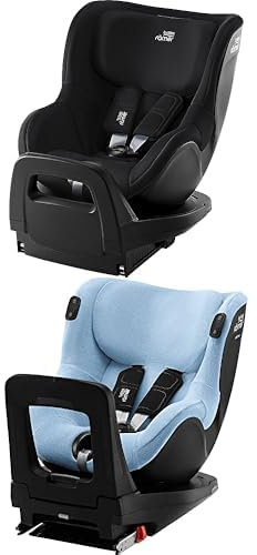 Bundle of BRITAX RÖMER Kindersitz DUALFIX 2 Z-LINE, 360° drehbar für Kinder von 61-105 cm (i-Size), 3 Monate bis 4 Jahre, Space Black + Sommerbezug DUALFIX 2 Z-LINE, blau