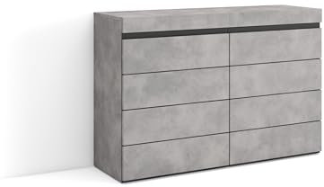 Skraut Home | Cassettiera | Mobile Armadio con cassetti | 114x75x35 cm | Camera da letto, stanza | Con Stoccaggio | Stile moderno | Cemento