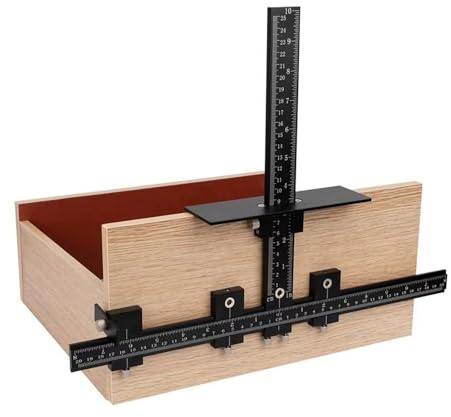 Cabinet Hardware Jig, Aluminum Alloy Kitchen Door Handle Jig Metric Imperial Measure Cabinet Handle Template Tool for Woodworking Knobs Drawers Doors Black