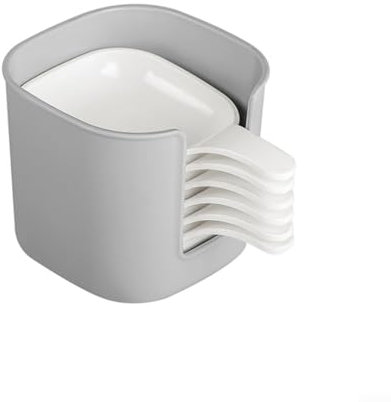 Feegow 1 Set of 6 Side Dish Dip Bowl Set,White Small Dishes Dipping Bowl with Handles and Storage Rack, Suitable for Condiments and Desserts