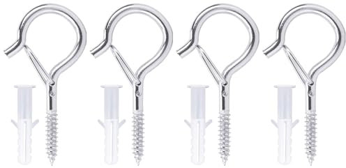 ASFWAGQ Schraubhaken Edelstahl, Deckenhaken Schwerlast mit Schrauben, Haken zum Schrauben für Hängematten Blumenampel Weihnachtsdekoration Katzennetz (4, M8)