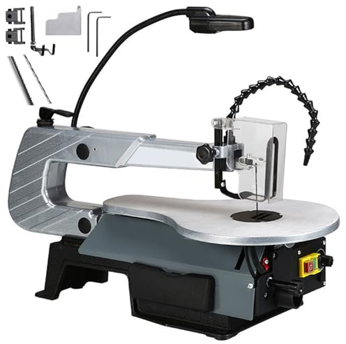 FAcoLL 180W Desktop Scroll Saw, 16 Multifunctional Wood Cutting Machine with 45° Tiltable Metal Work Table, Two-Direction Variable Speed Scroll Saw with Work Light for Woodworking