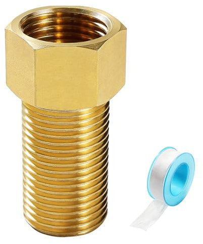 Lyeteung G1/2 Femmina a G1/2 Maschio Raccordo per Tubo di Prolunga Esagonale in Ottone, Ottone Esagonale Giunto, Connettore a Boccola Esagonale, con Nastro, per Collegamento Tubo, Lunghezza 50mm